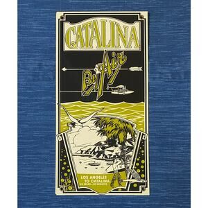 Vintage Catalina To Los Angeles By Air Avalon Bay California 1990 Porcelain Sign